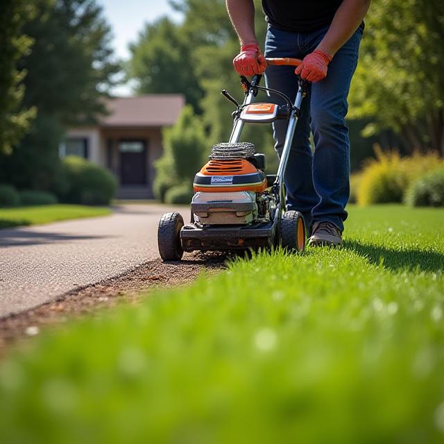 One Stop Landscaping team member preparing professional edging equipment